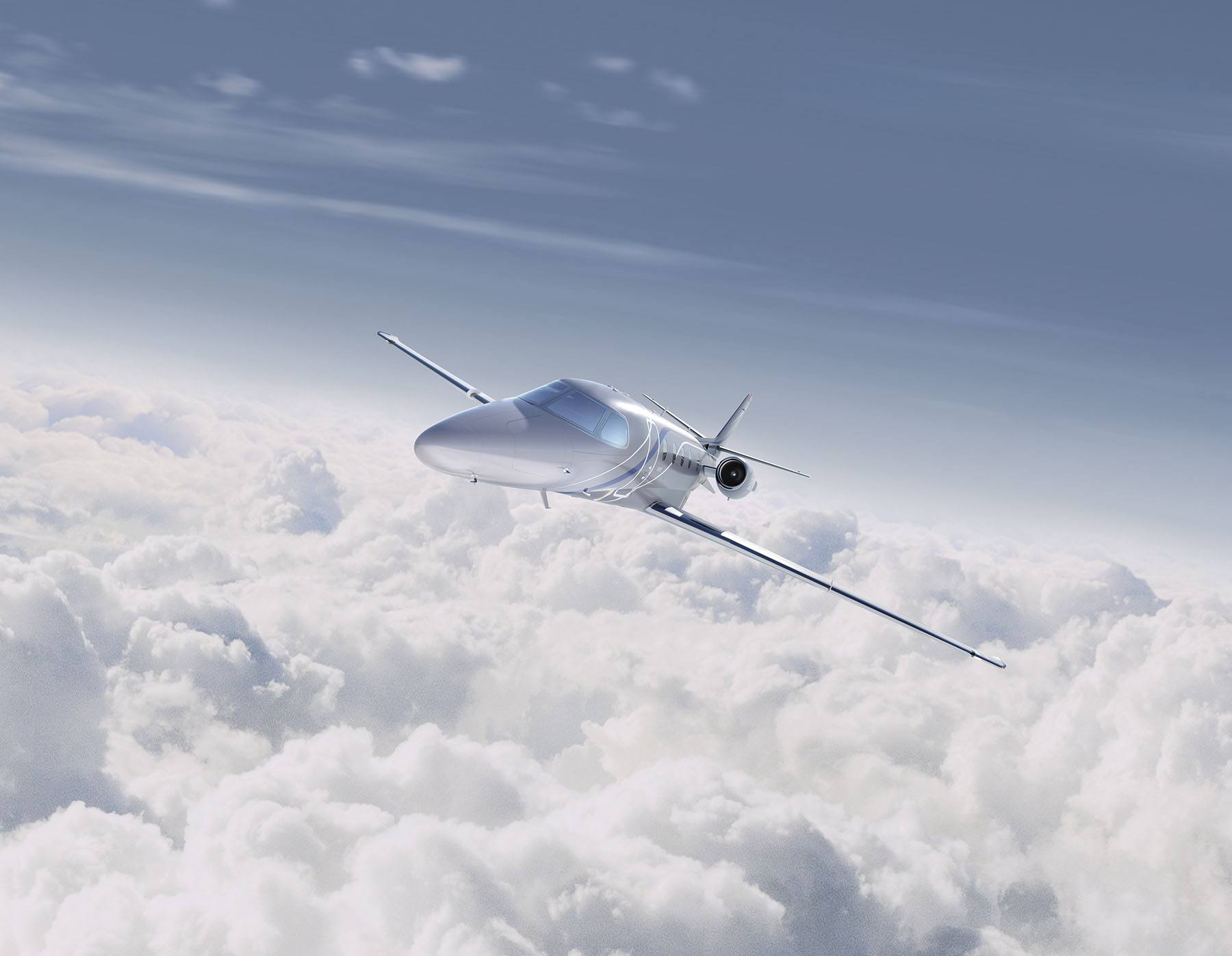 Citation Ascend flying above the clouds.