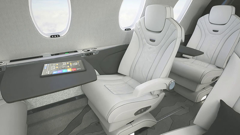 View of the arm rest in the down position in the Citation Ascend.