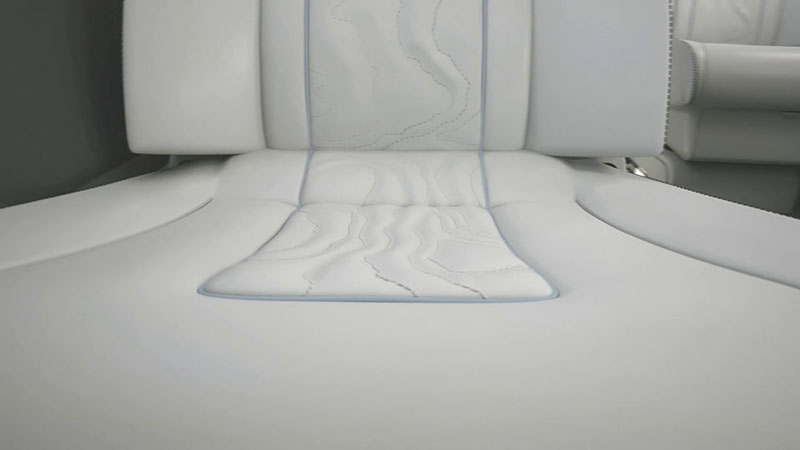 Close up view of the cushion and stitching in the Citation Ascend seats.